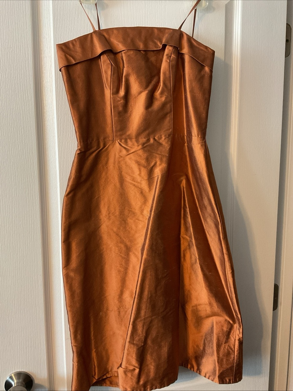 Copper Strapless Satin Dress